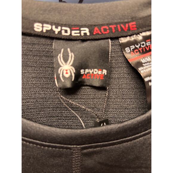 Spyder Active Men's Active Raglan Long Sleeve Shirt Sz M Black Stretch Baselayer - Picture 3 of 8
